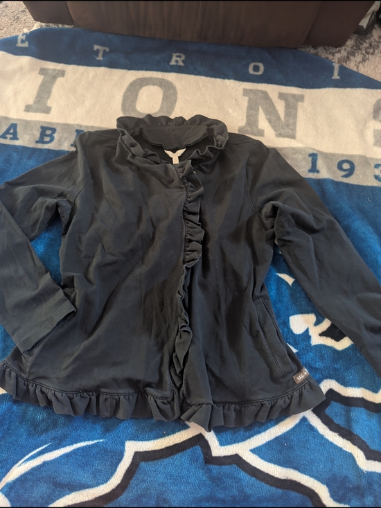 Matilda Jane Tops - Matilda Jane Black Ruffle-Front Jacket